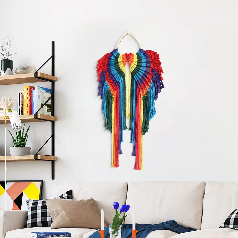 2025 Nordic Bohemian Rainbow Wing Wall Mounted Decoration Handcrafted Luxury for Bedroom Living Room Home Furniture Apartment