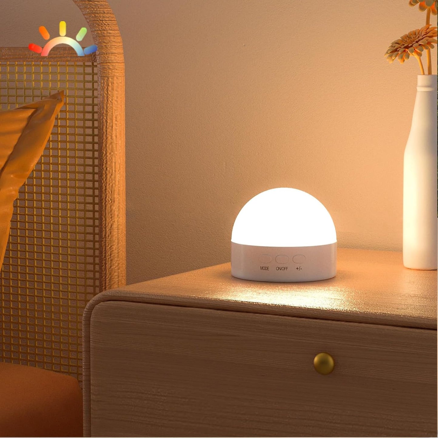Portable Night Light, Dimmable 8 Color Lighting, 1800Mah Battery Rechargeable, Small LED Lamp for Nursery, Baby, Kids and Adults(1Pcs)