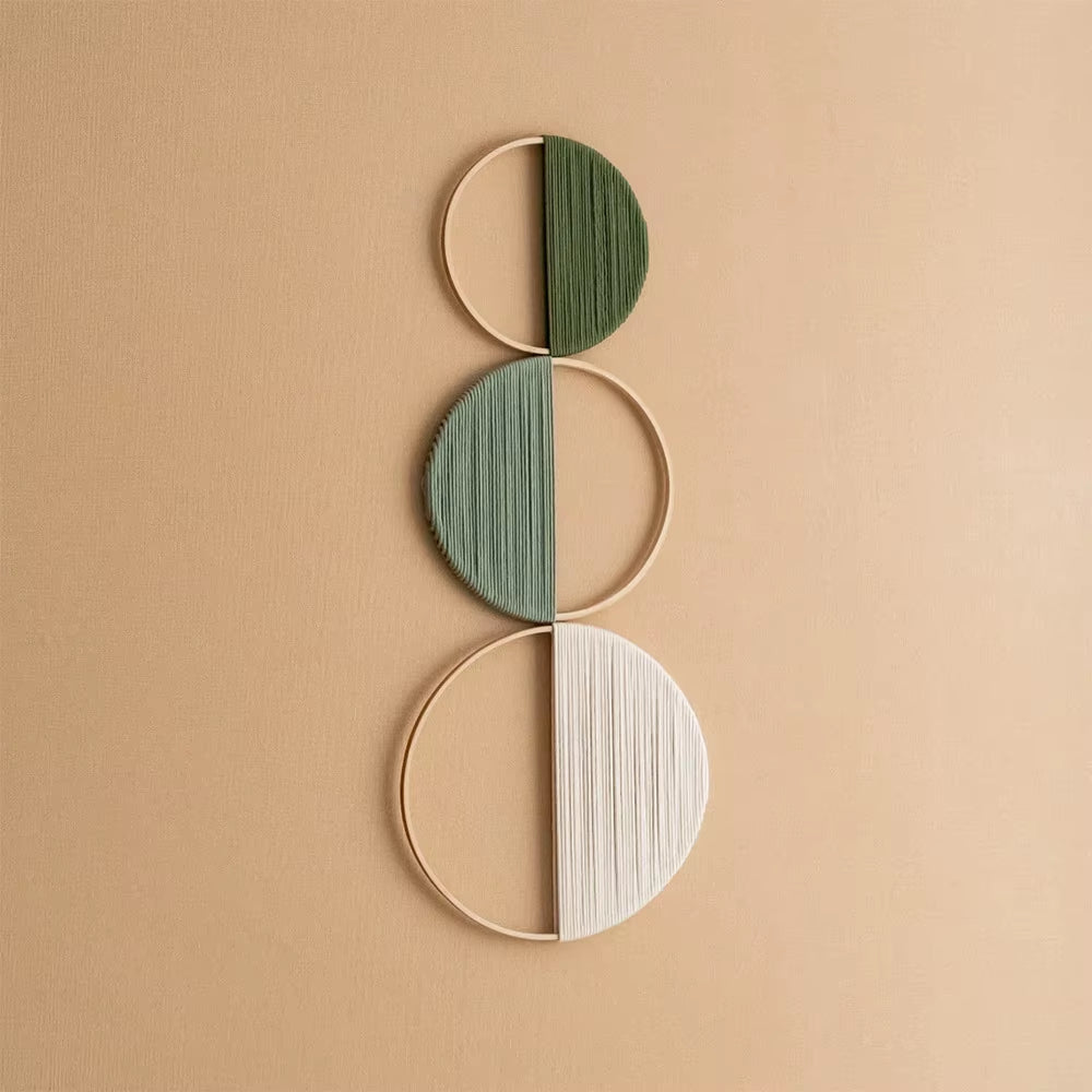 Bohemian Style Hand-Woven round Cotton Wall-Mounted Home Wall Art Decoration for Apartment Bedroom Unique Design