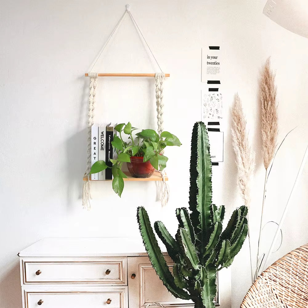 2025 New Bohemian Cotton Tapestries Hand-Woven Wall Hanging Multifunctional Foldable Storage for Family Apartment Plant Wall