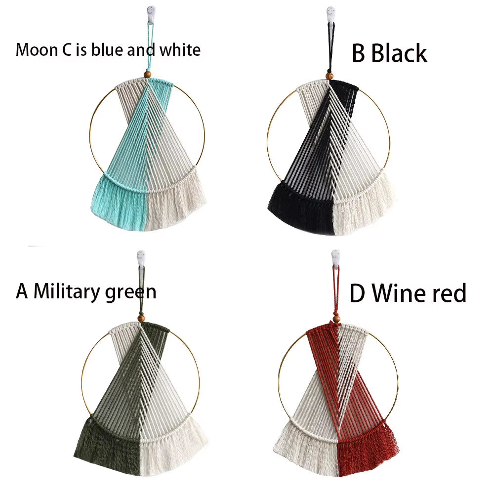 Bohemian Style Hand-Woven round Cotton Wall-Mounted Home Wall Art Decoration for Apartment Bedroom Unique Design