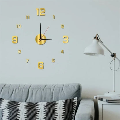 New 3D Acrylic Mirror Wall Clock Sticker for 40CM Fashion DIY Quartz Clocks Watch Home Decoration Living Room Stickers