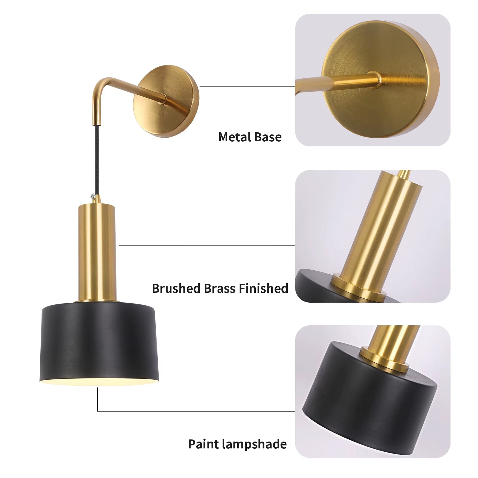 Nordic Minimalist Metal Indoor Bedroom Kitchen Waterproof E26 Wall Lamp