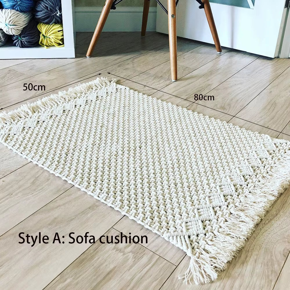 Handcrafted Bohemian Cotton Table Blanket for Wedding Outdoor Party or Kitchen Simple Table Mat Home Decoration