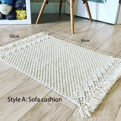 Handcrafted Bohemian Cotton Table Blanket for Wedding Outdoor Party or Kitchen Simple Table Mat Home Decoration
