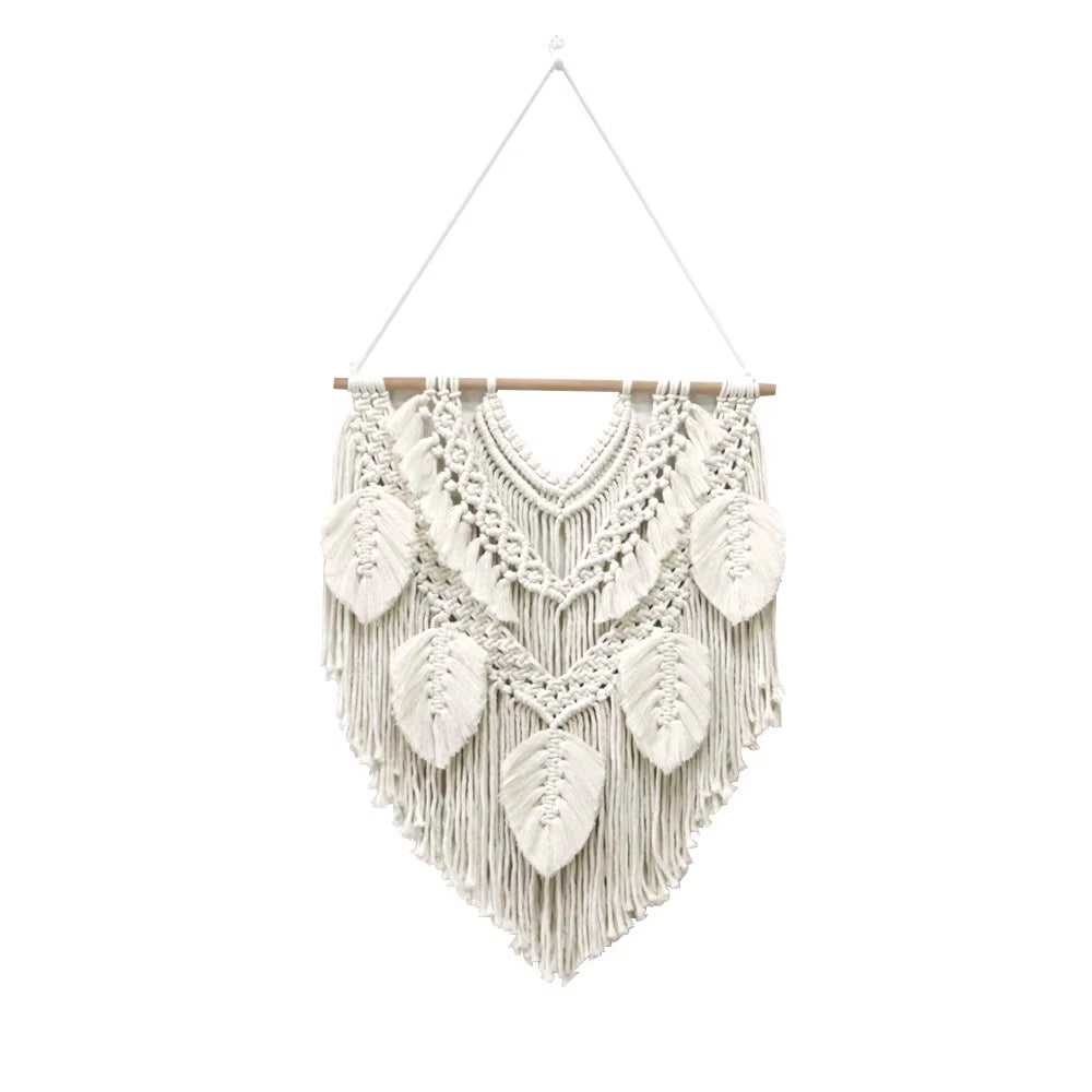 Hand-Woven Leaf Wall Hanging Simple Fashion for Home Office Apartment Outdoor or Hospital Decoration Background Tapestry