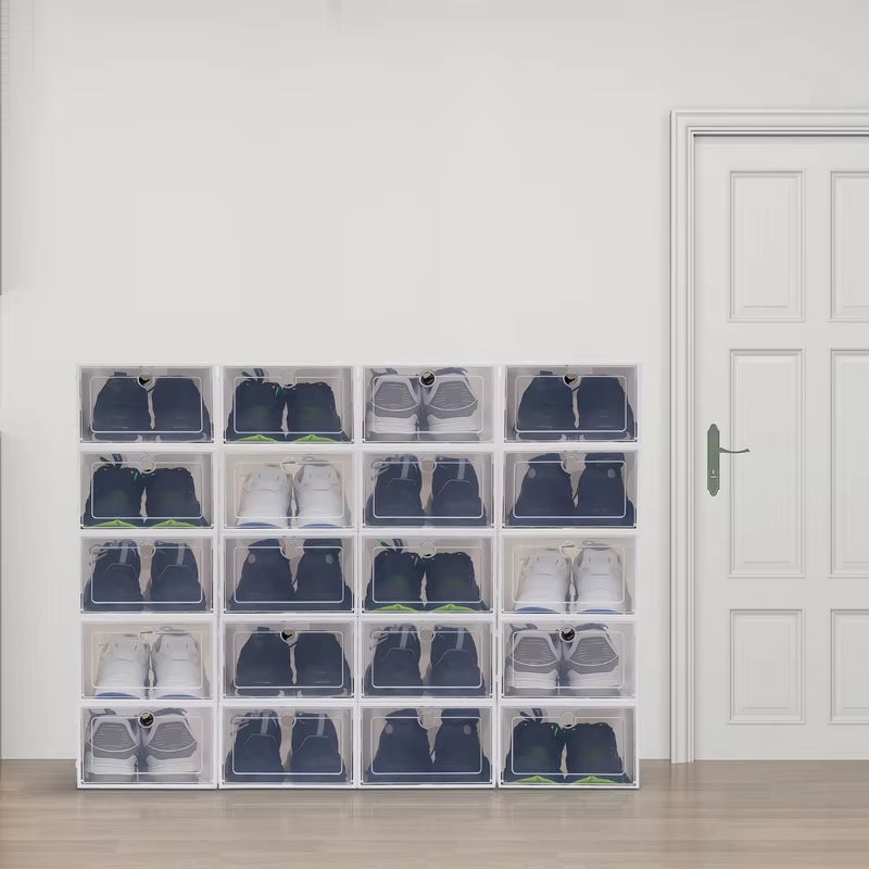 Simplicity 20Pcs Shoe Box Set Foldable Storage Plastic Kitchen Clear Home Organizer Rack Stack Bathroom Storage Box