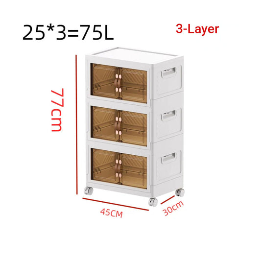 Foldable Multi-Layer Storage Box for Living Room Cabinets