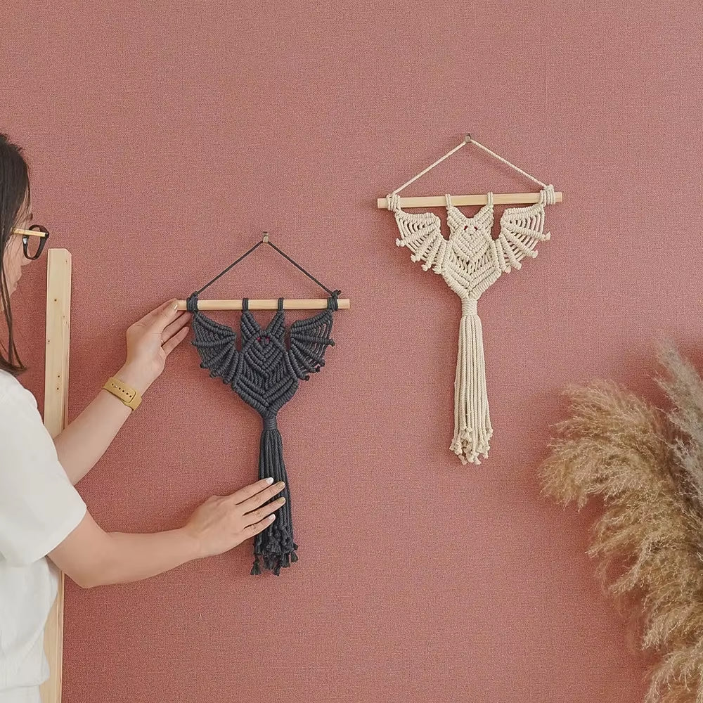 Customized Bohemian-Style Hand-Woven Bats Wall-Mounted Plants Creative Home Decoration for Bedroom and Apartment