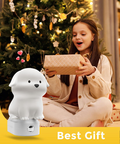 Plug in Night Light for Kids, 3D Cute Puppy Night Lights with Dusk to Dawn Sensor, Rgb+Soft White 3000K Dog Night Light, Christmas Birthday Gift Nightlight for Kids, Room Decor