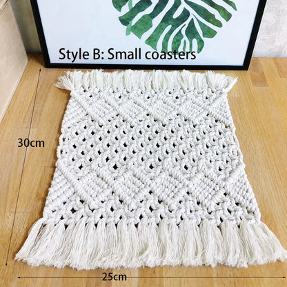 Handcrafted Bohemian Cotton Table Blanket for Wedding Outdoor Party or Kitchen Simple Table Mat Home Decoration