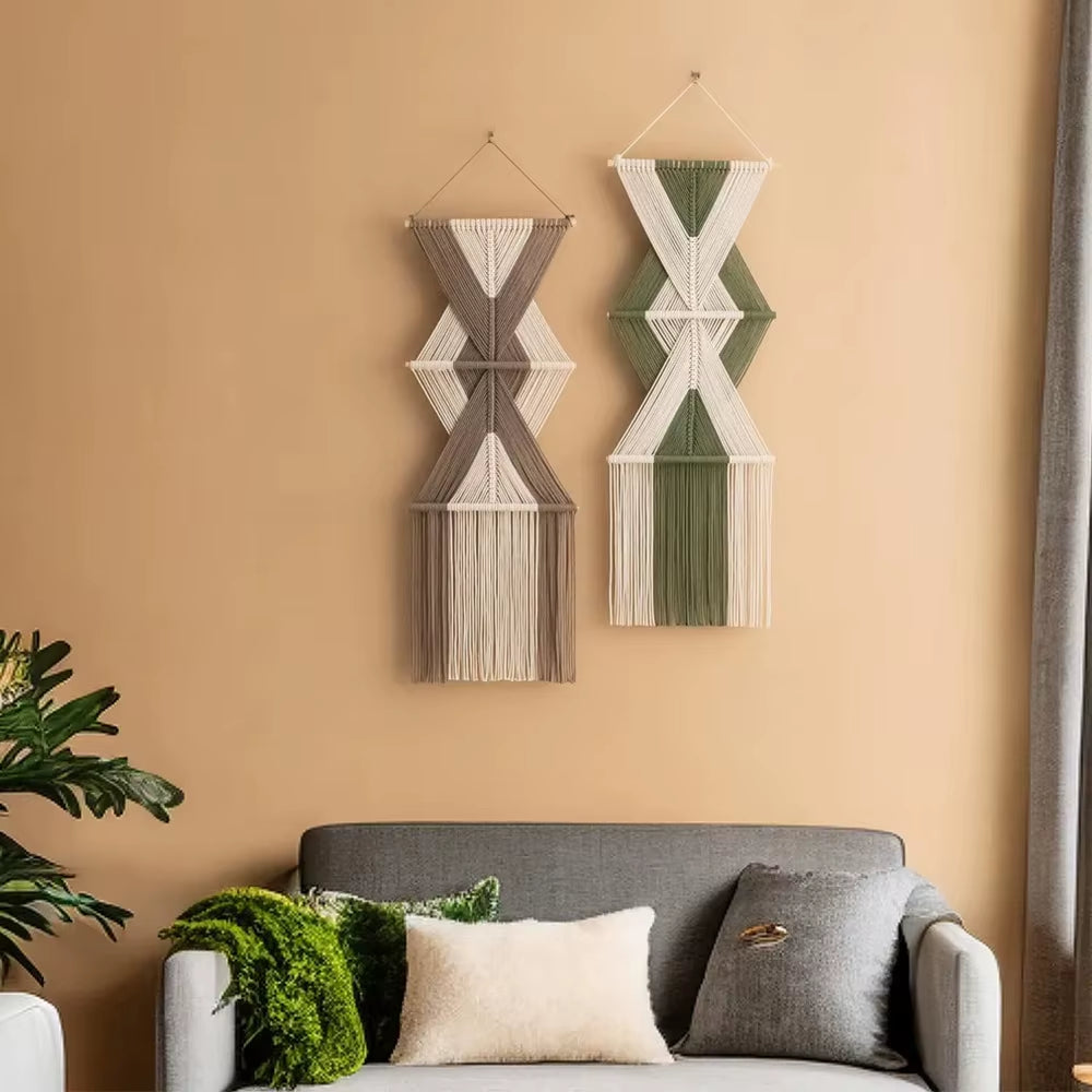 Bohemian Custom Tassel Wall Hanging Hand-Woven Cotton Rope Irregular Home Decorative Tapestries