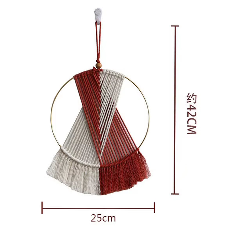 Bohemian Style Hand-Woven round Cotton Wall-Mounted Home Wall Art Decoration for Apartment Bedroom Unique Design