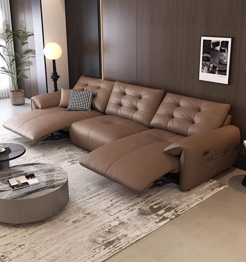 Living Room Leather Electric Lounge Chair Sofa, Extendable Electric Sofa, Segmented Electric Sofa Combination