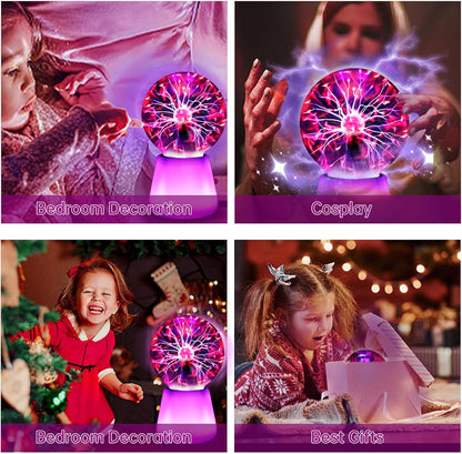 Plasma Ball Lamp Interactive Touch Lightning Globe 3 Inch Fun Lamp USB Powered 7 Color Changing Lights Mood Lighting Party Prop Gifts