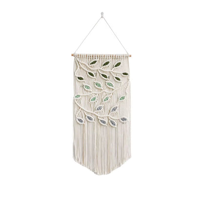Boho Style Leaf Tapestries Handmade Cotton Bath Decorative Wall Hanging for a Stylish Bathroom