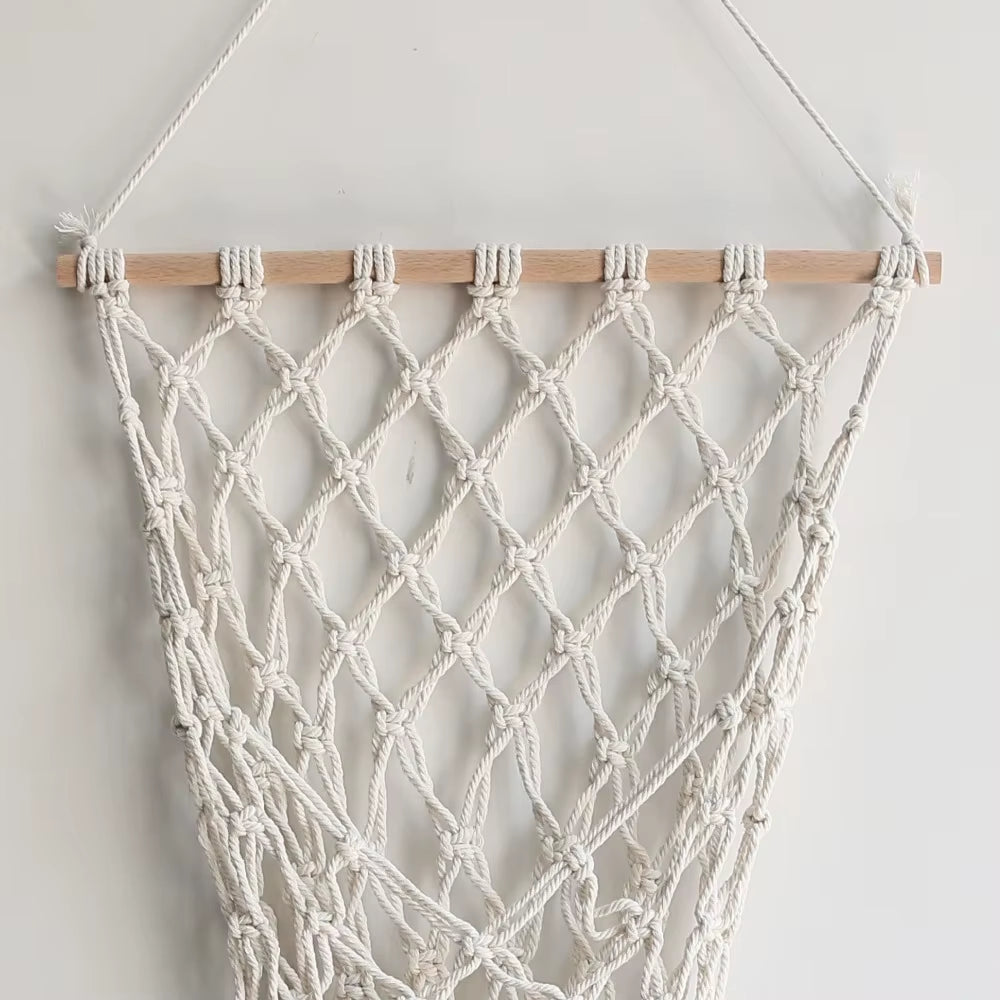 Boho Chic Tassel Lace Storage Basket-Handcrafted Wall Hanging for Fruits and Home Decor