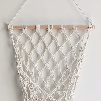 Boho Chic Tassel Lace Storage Basket-Handcrafted Wall Hanging for Fruits and Home Decor