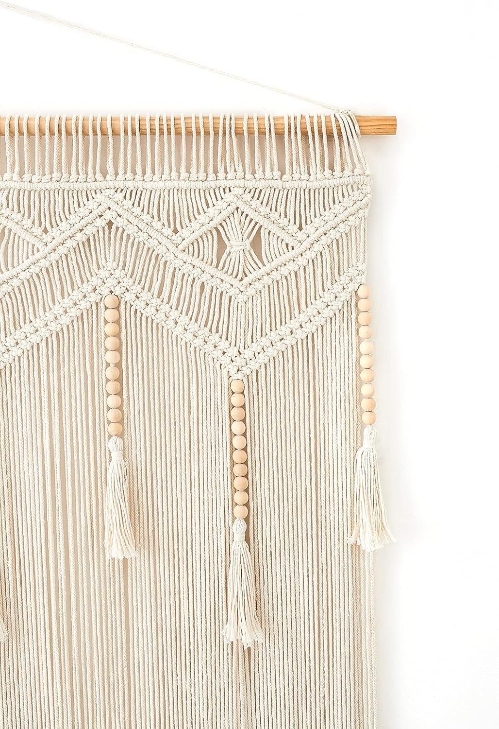 Macrame Wall Hanging Large Boho Decor Woven Wall Tapestry Chic Art Tassel Christmas Decoration for Backdrop over Bed Bedroom Nursery Dorm Classroom, Including Hanging Rod, 33''W X 42''H