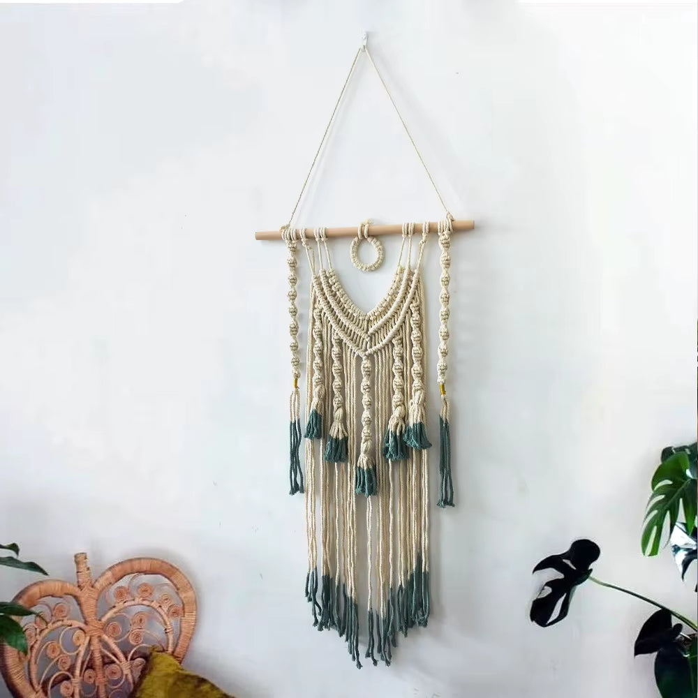 Bohemian Style Hand Woven Cotton Tapestry Luxury Bedroom Decorative Wall Hanging Art