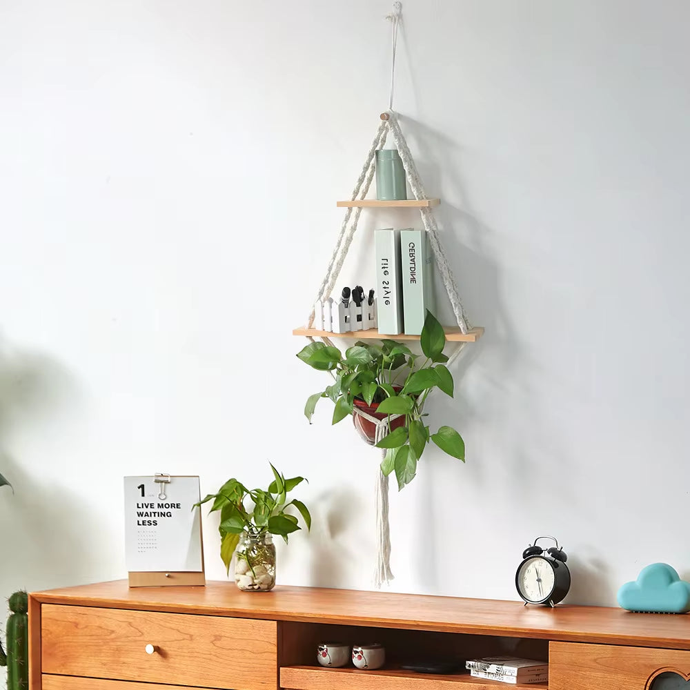 2025 New Bohemian Cotton Tapestries Hand-Woven Wall Hanging Multifunctional Foldable Storage for Family Apartment Plant Wall