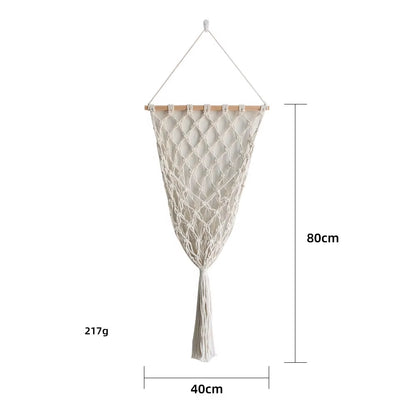 Boho Chic Tassel Lace Storage Basket-Handcrafted Wall Hanging for Fruits and Home Decor