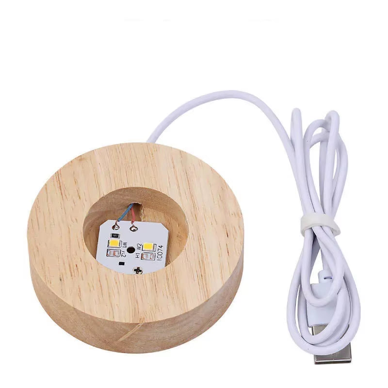 3D Art 6CM 8 Cm Crystal Ball Night Lamp Wood Base Luminous Decoration Led Night Lights Desktop Home Decor