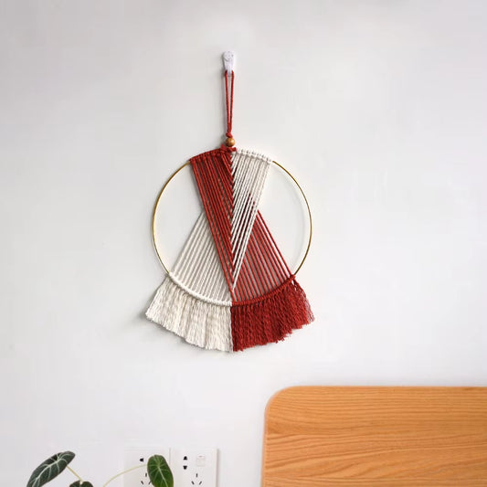 Bohemian Style Hand-Woven round Cotton Wall-Mounted Home Wall Art Decoration for Apartment Bedroom Unique Design