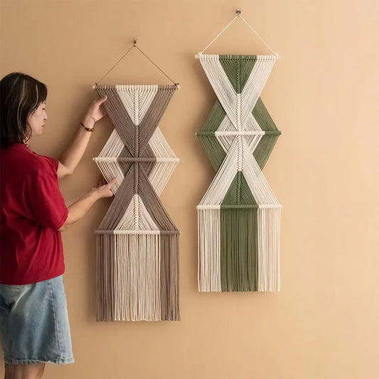 Bohemian Custom Tassel Wall Hanging Hand-Woven Cotton Rope Irregular Home Decorative Tapestries