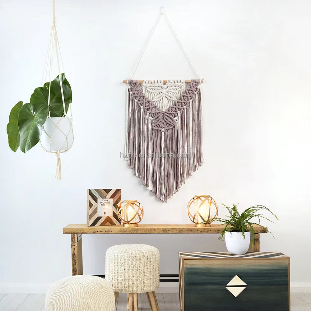 Handmade 2025 Cotton Rope Woven Tapestry Tassel Hot Selling Wall Hanging Art Decorative for Bedroom & Living Room Home Furniture