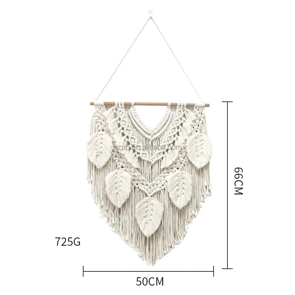 Hand-Woven Leaf Wall Hanging Simple Fashion for Home Office Apartment Outdoor or Hospital Decoration Background Tapestry