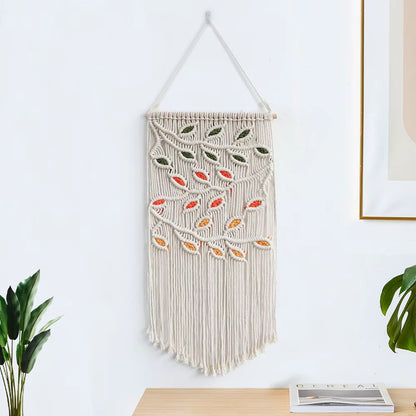 Boho Style Leaf Tapestries Handmade Cotton Bath Decorative Wall Hanging for a Stylish Bathroom