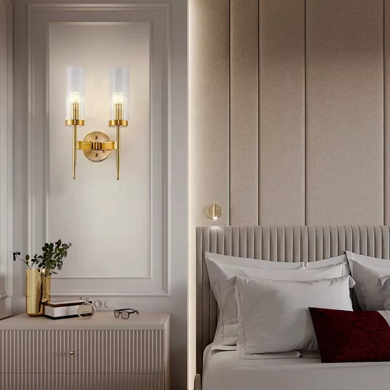 Iron Creative Bedside Lamp Simple Modern Light Luxury Crystal Room Master Bedroom Living Room Corridor Lamp Background Wall Lamp