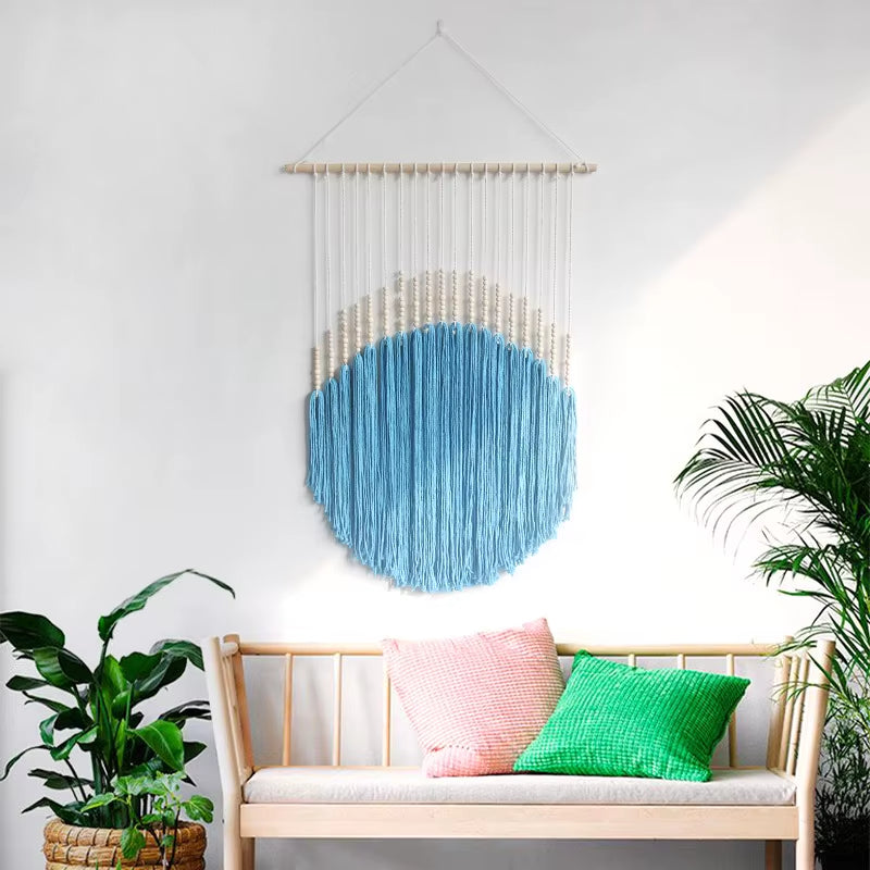 Bohemian Style Cotton Rope Wall Hanging Tapestry for Farmhouse & Living Room Decor for Bedroom Headboard Backdrop