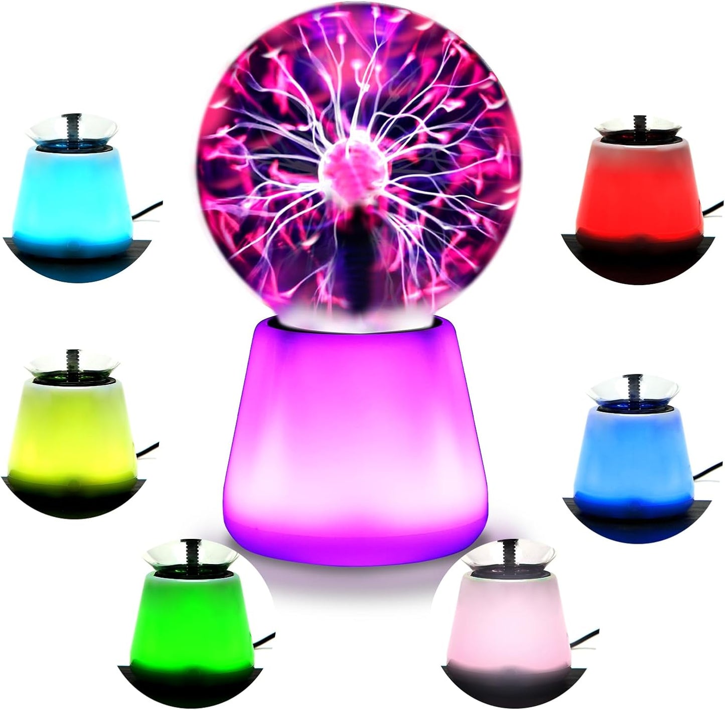 Plasma Ball Lamp Interactive Touch Lightning Globe 3 Inch Fun Lamp USB Powered 7 Color Changing Lights Mood Lighting Party Prop Gifts