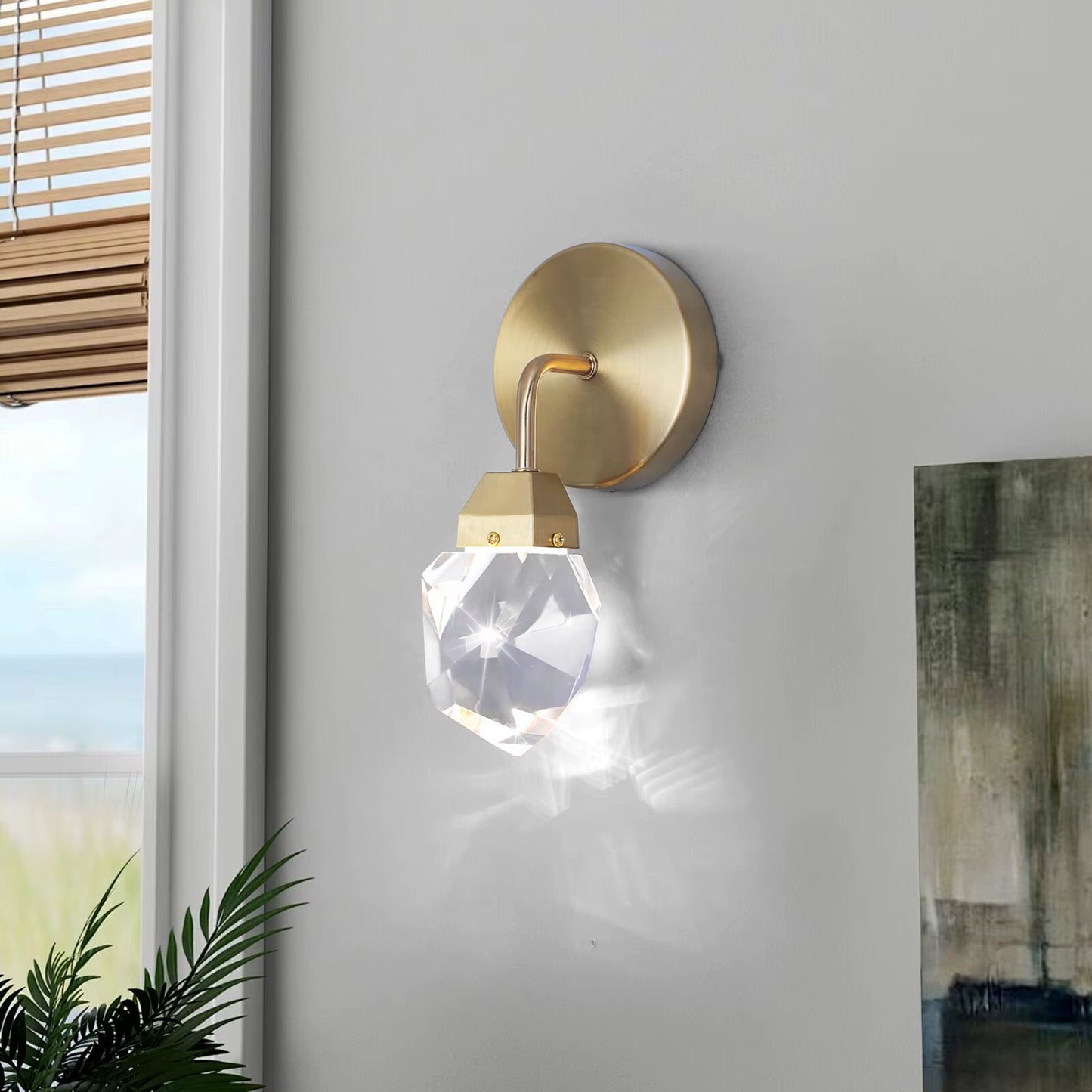 Hot Selling Nodric Creative Modern Copper Led Crystal Wall Lamp for Home Kitchen Corridor