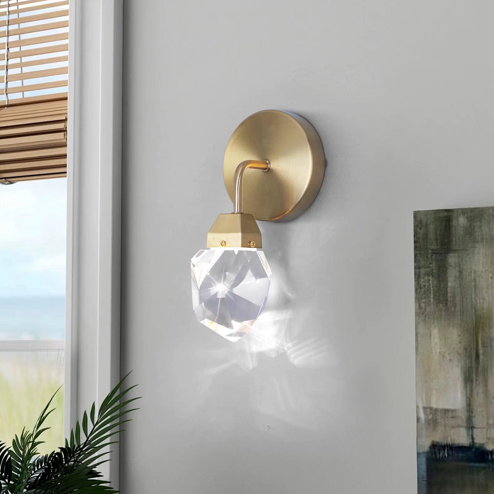 Hot Selling Nodric Creative Modern Copper Led Crystal Wall Lamp for Home Kitchen Corridor