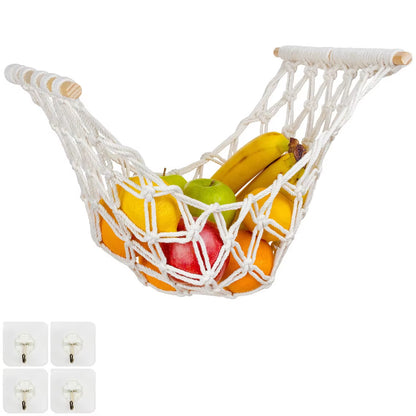 Hand-Woven Bohemian Style Cotton Fruit and Vegetable Storage Basket Wall-Mounted and Hanging under Cabinet