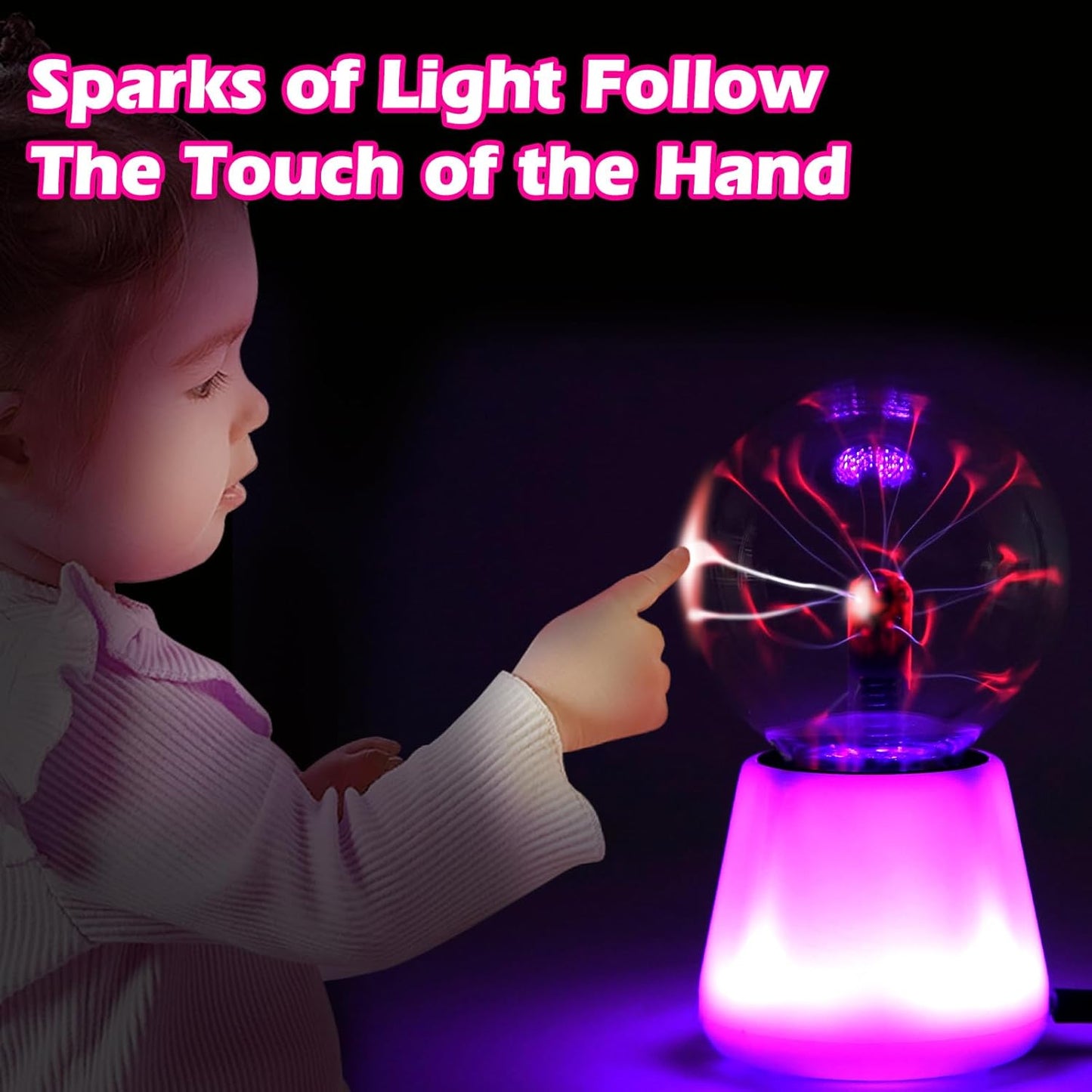 Plasma Ball Lamp Interactive Touch Lightning Globe 3 Inch Fun Lamp USB Powered 7 Color Changing Lights Mood Lighting Party Prop Gifts