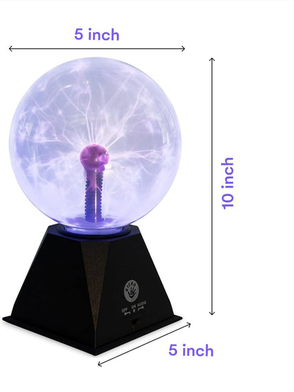 10-Inch Plasma Ball - Blue Plasma Globe Touch and Sound Sensitive - Nebula Thunder Lightning Lamp Plug-In for Science Decor - Crystal Ball for Bedroom, Parties, Kids, and Home Decoration
