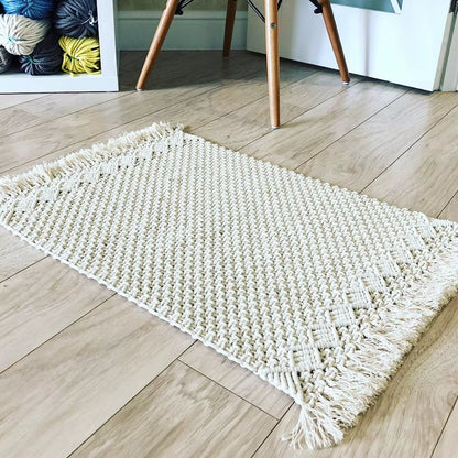 Handcrafted Bohemian Cotton Table Blanket for Wedding Outdoor Party or Kitchen Simple Table Mat Home Decoration