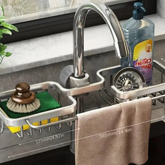 Kitchen Storage Rack Free Stamping Space Aluminium Kitchen Sink Drainage Racks Household Sponge Tap Drainage Hanging Basket Sink