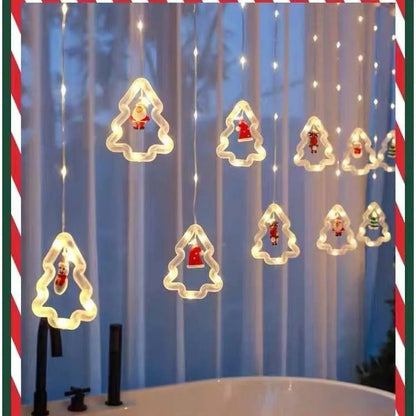 Christmas Ring Curtain Light Leather Thread Creative Pendant LED Light String Holiday Bedroom Atmosphere Christmas Curtain Light