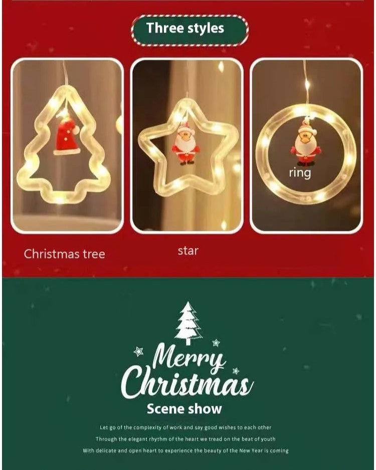 Christmas Ring Curtain Light Leather Thread Creative Pendant LED Light String Holiday Bedroom Atmosphere Christmas Curtain Light