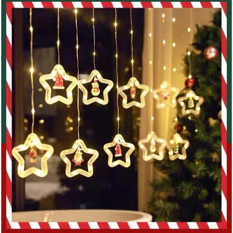 Christmas Ring Curtain Light Leather Thread Creative Pendant LED Light String Holiday Bedroom Atmosphere Christmas Curtain Light