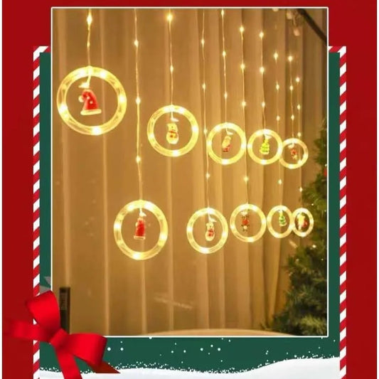 Christmas Ring Curtain Light Leather Thread Creative Pendant LED Light String Holiday Bedroom Atmosphere Christmas Curtain Light