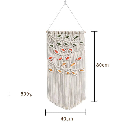 Boho Style Leaf Tapestries Handmade Cotton Bath Decorative Wall Hanging for a Stylish Bathroom