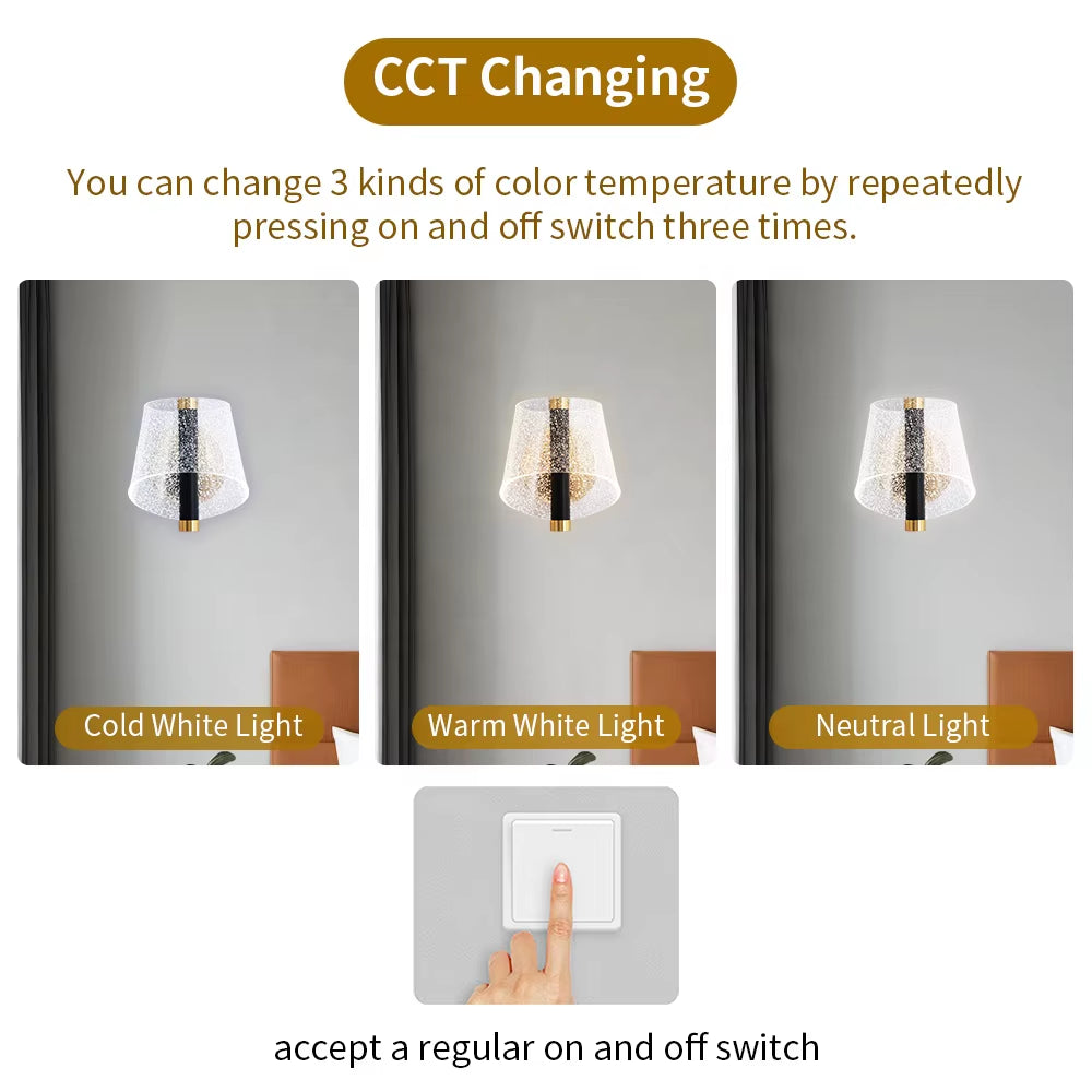 Simple Creative Design Golden Wall Night Light for Bedroom Wall Mounted Reading Lamps