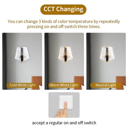 Simple Creative Design Golden Wall Night Light for Bedroom Wall Mounted Reading Lamps
