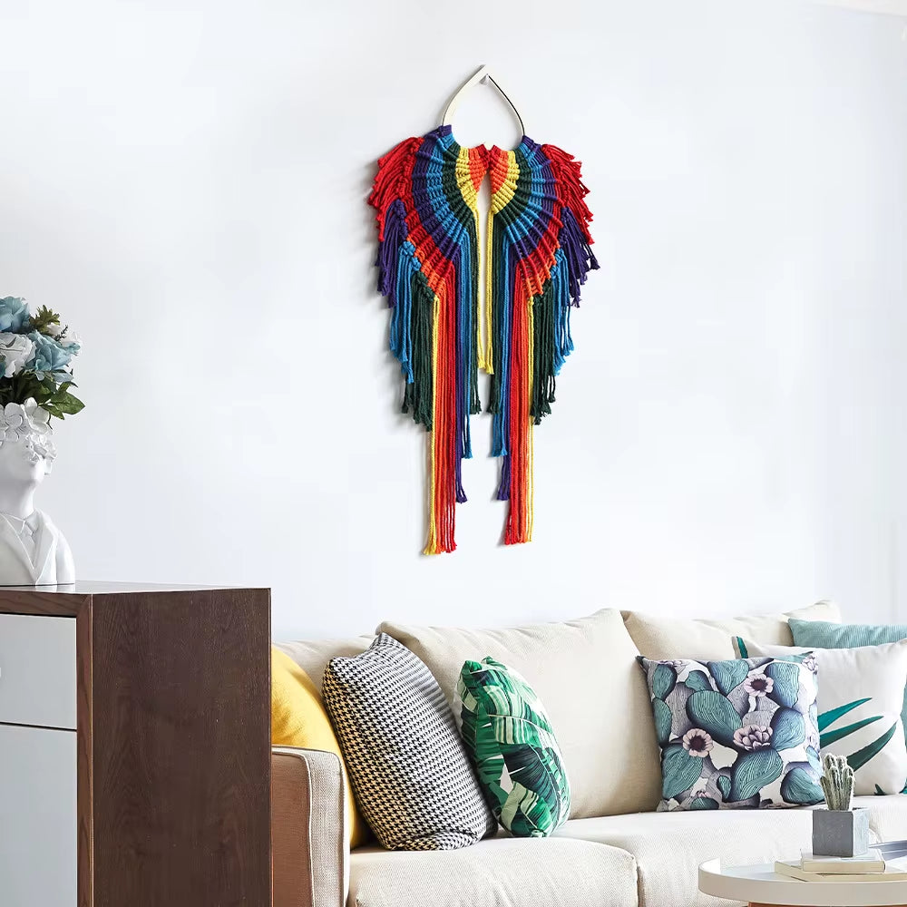 2025 Nordic Bohemian Rainbow Wing Wall Mounted Decoration Handcrafted Luxury for Bedroom Living Room Home Furniture Apartment